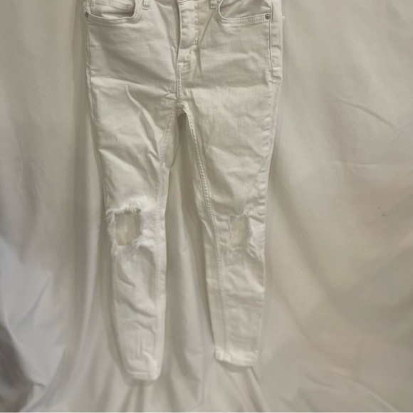 FREE PEOPLE Womens Size 25 White Jeans Skinny Leg distressed - Picture 9 of 13